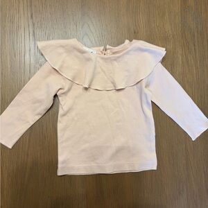 Oeuf Organic Light Pink Long Sleeve Ruffle Top